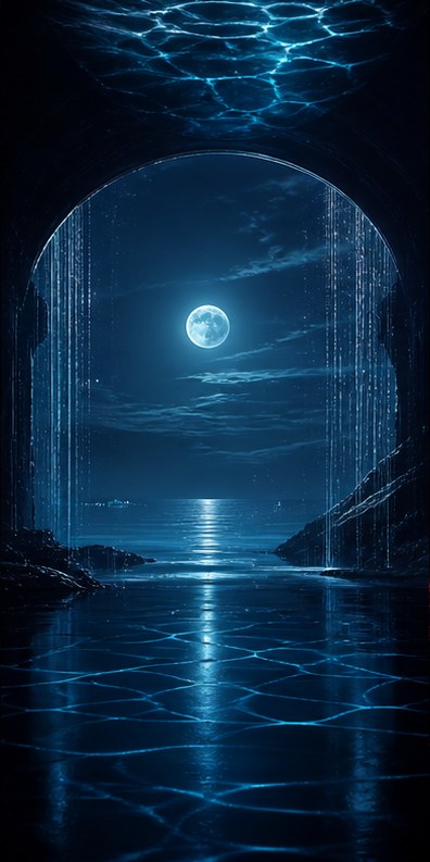 The Tides world, a moonlit ocean chamber